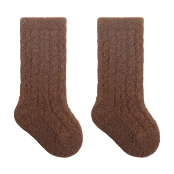 Babcutegg Toddler Girls Fuzzy Socks Warm Socks Ankle Length Graphic Pattern Girls Fall and Winter Underwears Coffee Size 0 M