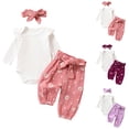thumbnail image 1 of Babcutegg Toddler Girls Jumpsuit Set – Solid Color Long Sleeve Round Neck Romper with Elastic Waist Printed Pants & Matching Headband Purple Size 6-12 M, 1 of 9