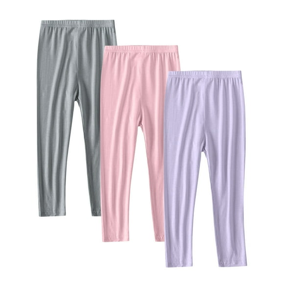 Babcutegg Toddler Girls Leggings Elastic Waist 3-Pack High Waist Girls Outfit Purple