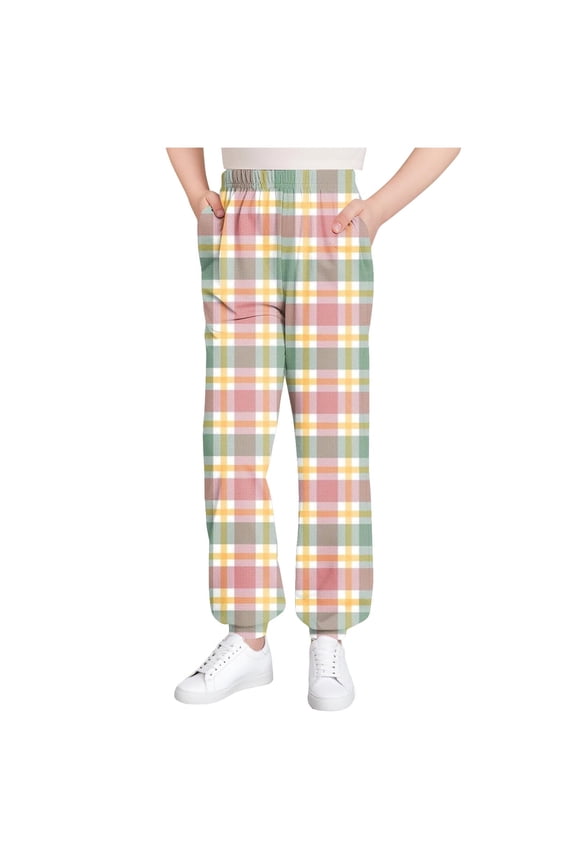Toddler Girls Long Pants Regular Fit Graphic Pattern Wide Leg Girls Outwear Yellow