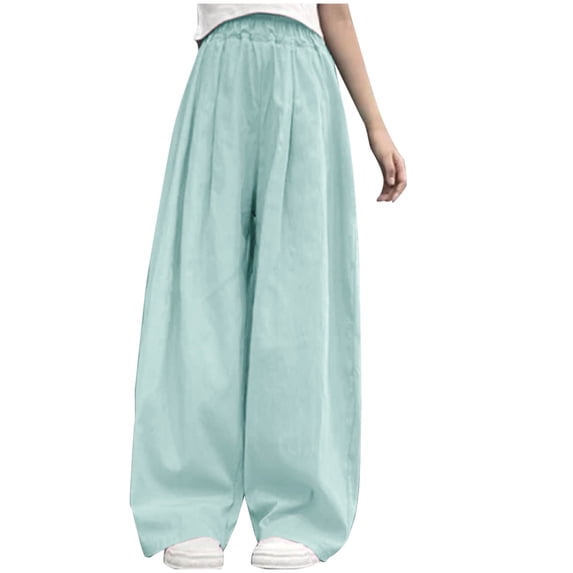 Babcutegg Toddler Girls Long Pants Relaxed Fit Wide Leg Soild Color Girls Clothes Green