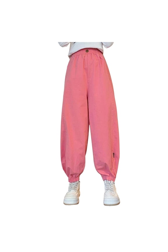 Toddler Girls Long Pants Wide Leg Relaxed Fit Graphic Pattern Girls Outwear Pink