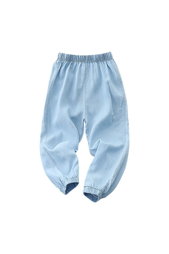 Toddler Girls Pants Elastic Waist High Waist Graphic Pattern Outfit for Girls Light Blue