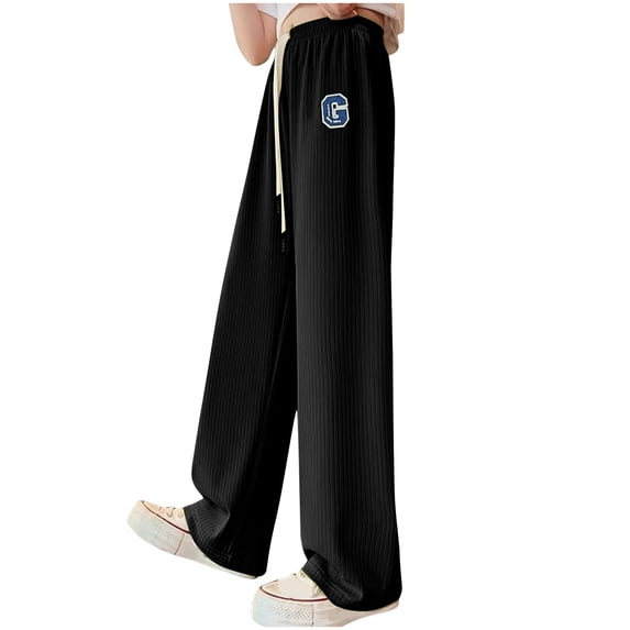 Babcutegg Toddler Girls Pants Regular Fit Wide Leg High Waist Clothes for Girls Black