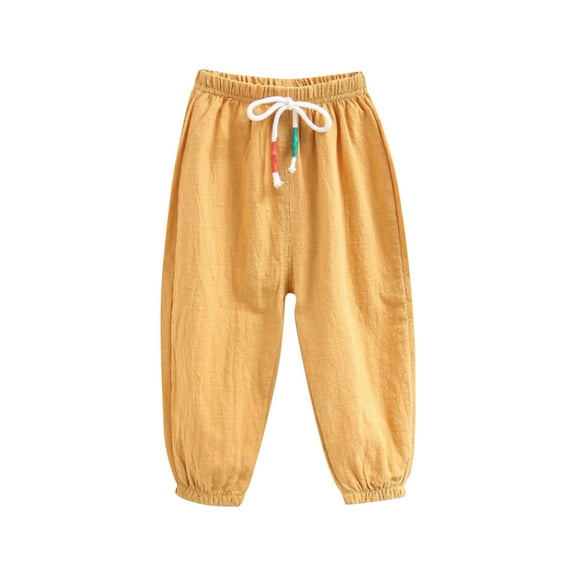 Babcutegg Toddler Girls Pants Side Pockets Elastic Waist Wide Leg Outwear for Girls Yellow