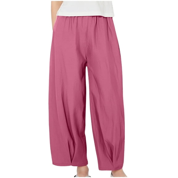 Babcutegg Toddler Girls Pants Side Pockets Wide Leg Elastic Waist Outfit for Girls Hot Pink