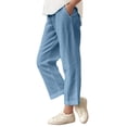 thumbnail image 1 of Babcutegg Toddler Girls Pants Side Pockets Wide Leg High Waist Outwear for Girls Blue, 1 of 7