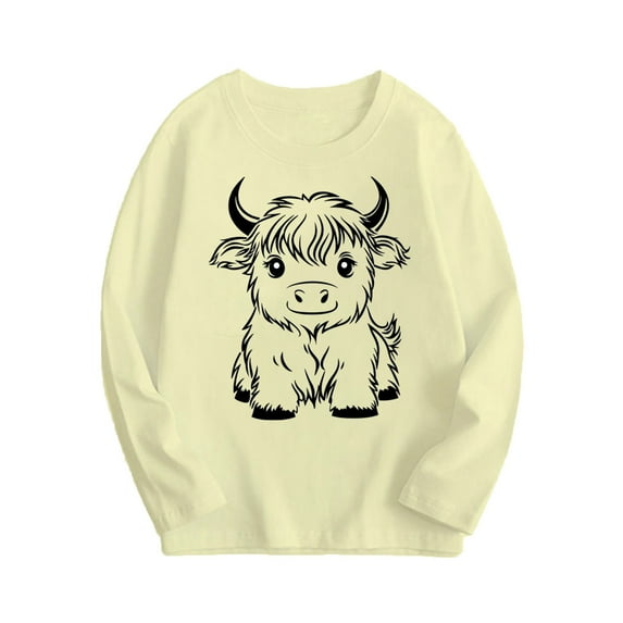 Babcutegg Toddler Girls Shirts Graphic Pattern Long Sleeve Polyester&Spandex Tops for Toddler Girls Beige 9 T