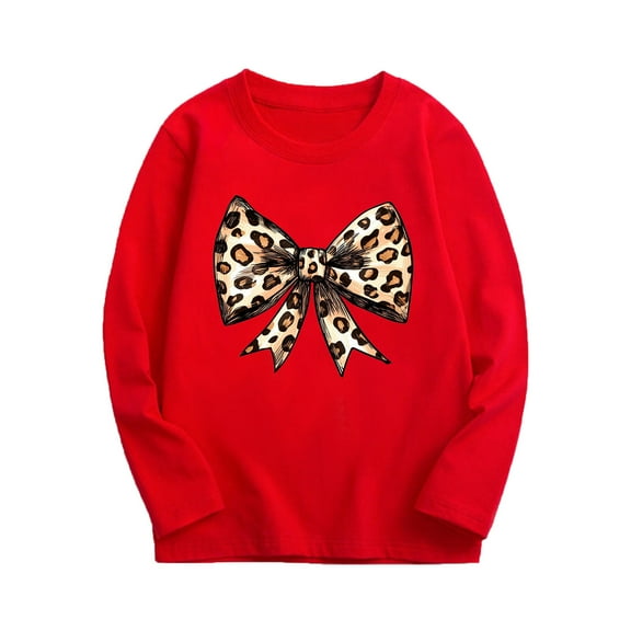 Babcutegg Toddler Girls Shirts Long Sleeve Graphic Pattern Polyester&Spandex Tops for Toddler Girls Red 3 T