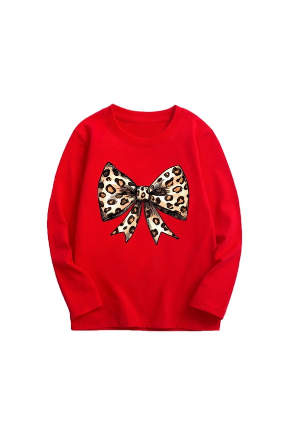 Toddler Girls Shirts Long Sleeve Graphic Pattern Polyester&Spandex Tops for Toddler Girls Red 3 T