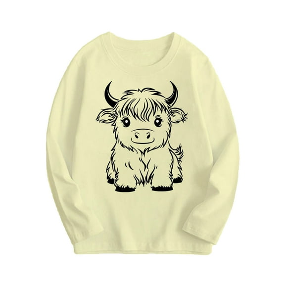 Babcutegg Toddler Girls Shirts Long Sleeve Polyester&Spandex Graphic Pattern Tops for Toddler Girls Beige 14 T