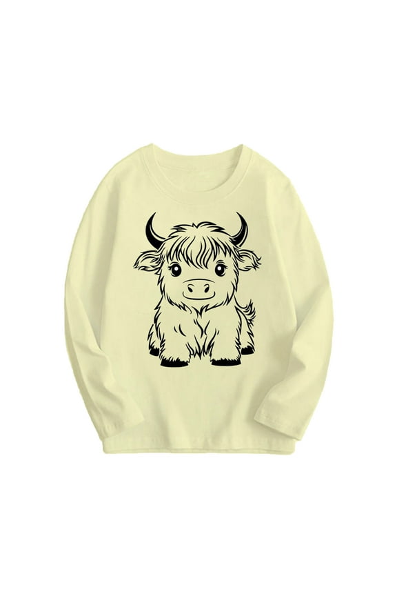 Toddler Girls Shirts Polyester&Spandex Graphic Pattern Long Sleeve Tops for Toddler Girls Beige 5 T