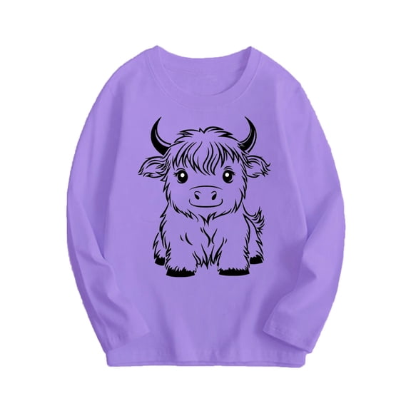 Babcutegg Toddler Girls Shirts Polyester&Spandex Graphic Pattern Long Sleeve Tops for Toddler Girls Purple 5 T