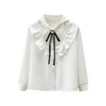 thumbnail image 1 of Babcutegg Toddler Girls Shirts with Button Long Sleeve Ruffle Hem Girls Clothes White, 1 of 6