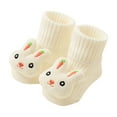 thumbnail image 1 of Babcutegg Toddler Girls Slipper Socks Graphic Pattern Cozy Socks with Grippers Ankle Length Fall and Winter Underwears for Girls White Size 0 M, 1 of 3