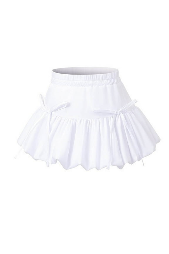 Toddler Girls Uniform Skirts Back to School Essentials Soild Color A Line School Uniform for Girls White