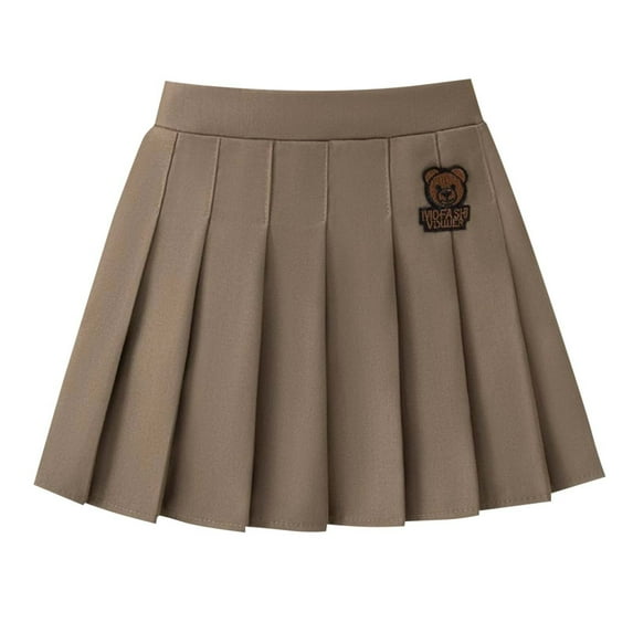 Babcutegg Toddler Girls Uniform Skirts Campus style High Waist Back to School Shool Clothes for Girls Coffee