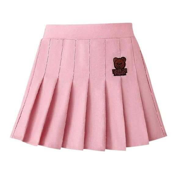 Babcutegg Toddler Girls Uniform Skirts High Waist Campus style Back to School Shool Clothes for Girls Pink