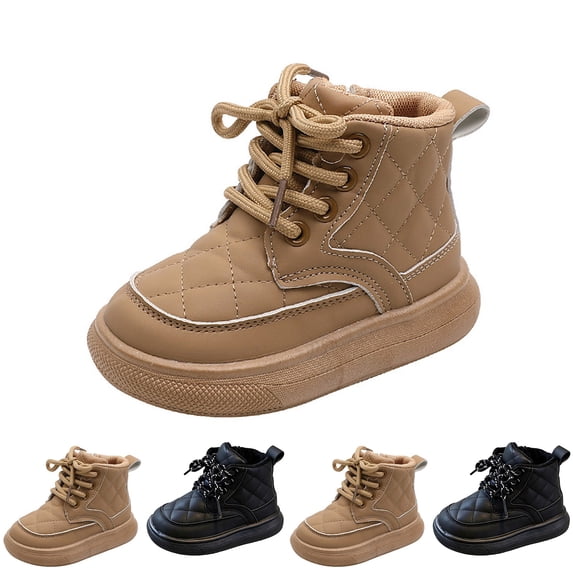 Babcutegg Toddler Girls Warm Snow Boots Lace Up Thick Sole Shoes Winter Versatile Outdoor Booties Khaki Size 5.5 Toddler