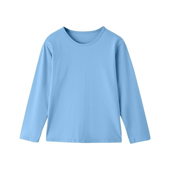 Babcutegg Tops for Toddler Boys Soild Color Round Neck Long Sleeve Tops for Toddler Boys Sky Blue 5 T