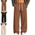 thumbnail image 1 of Babcutegg Wide Leg Pants for Men Drawstring with Pockets Loose Fit Fall Winter Casual Pants Coffee Size XL, 1 of 10