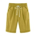 thumbnail image 1 of Babcutegg Women Shorts Cotton Elastic Waist Soild Color Shorts For Women Yellow 2XL, 1 of 3