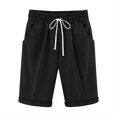 thumbnail image 1 of Babcutegg Women Shorts Soild Color Elastic Waist Cotton Shorts For Women Black S, 1 of 3