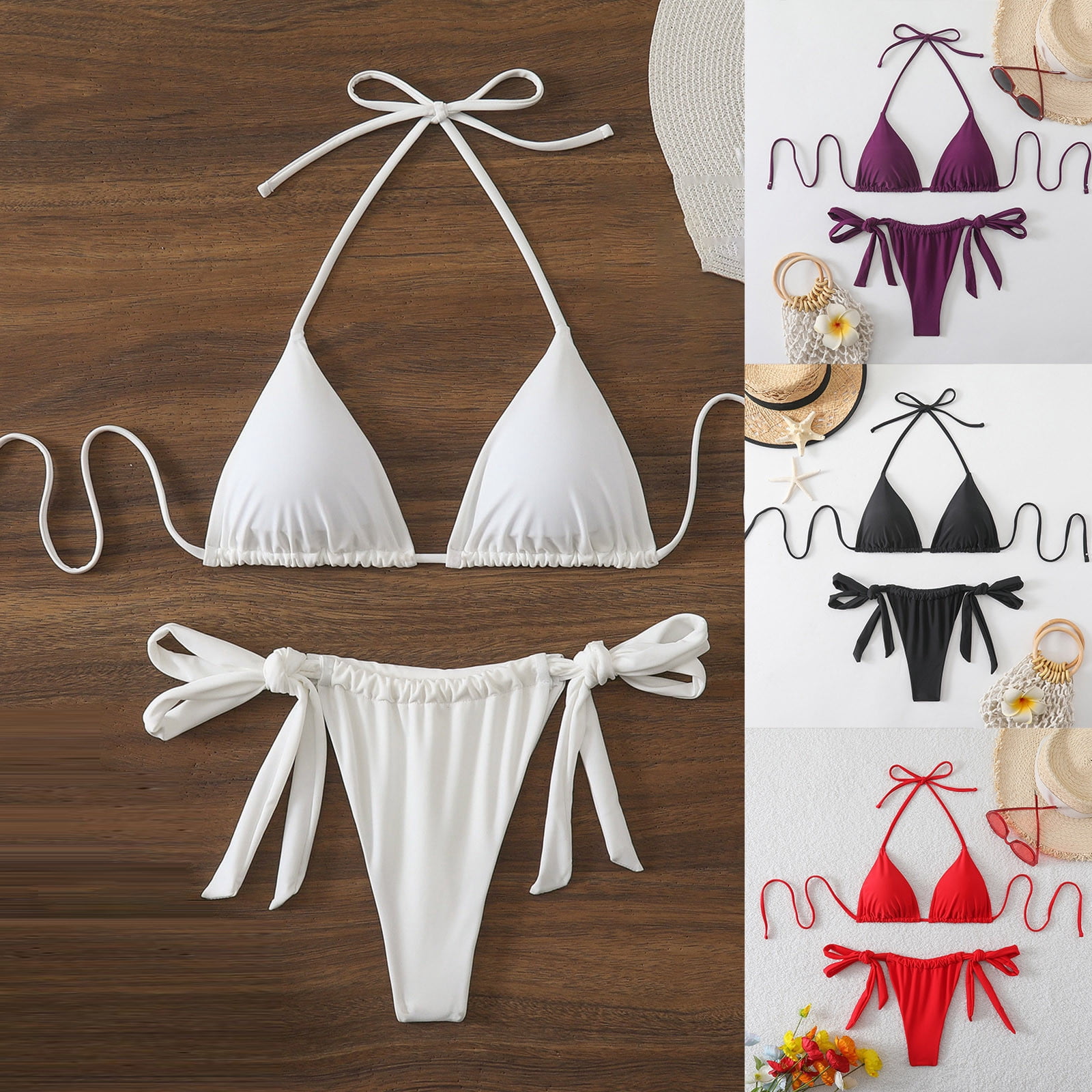 Babcutegg Women's Adjustable Strap Bikini Set 2 Piece High Waisted ...
