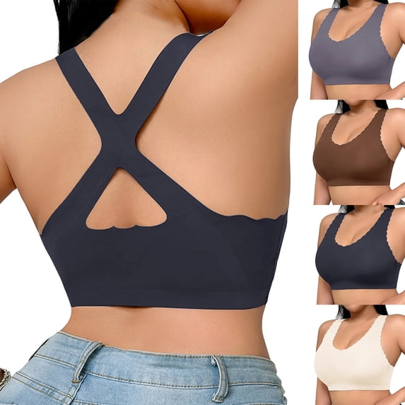 Babcutegg Women' s Comfortable Wire-Free Breathable Bra Seamless Full-Coverage Plus Size Underwire-Free Supportive Everyday Underwear Size 2XL