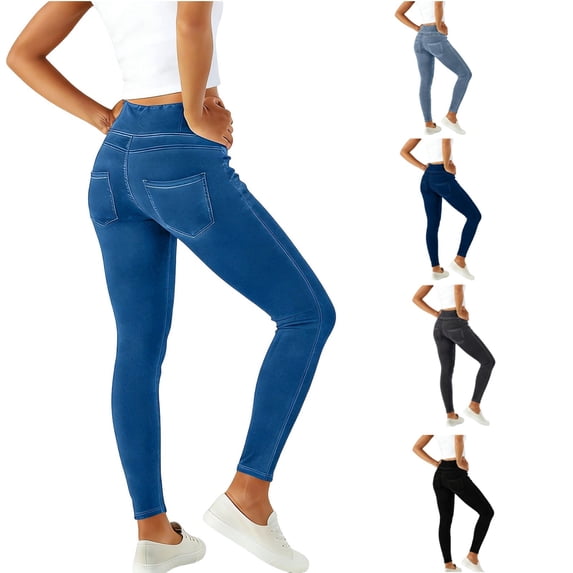 Babcutegg Women’s High-Waisted Stretch Skinny Yoga Jeans Distressed Denim Ankle Pants and Full-Length Slim-Fit Cotton Blend Trousers Dark Blue Size XS