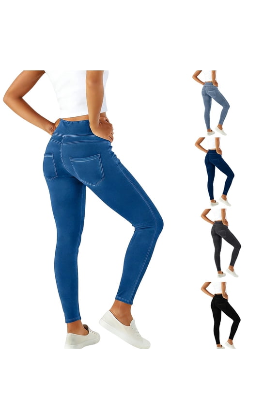 Women’s High-Waisted Stretch Skinny Yoga Jeans Distressed Denim Ankle Pants and Full-Length Slim-Fit Cotton Blend Trousers Dark Gray Size XS