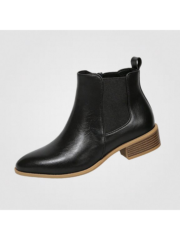 Women's Plus Size Ankle Boots Round Toe Block Heel Ladies Versatile Comfort Boots Size 6.5