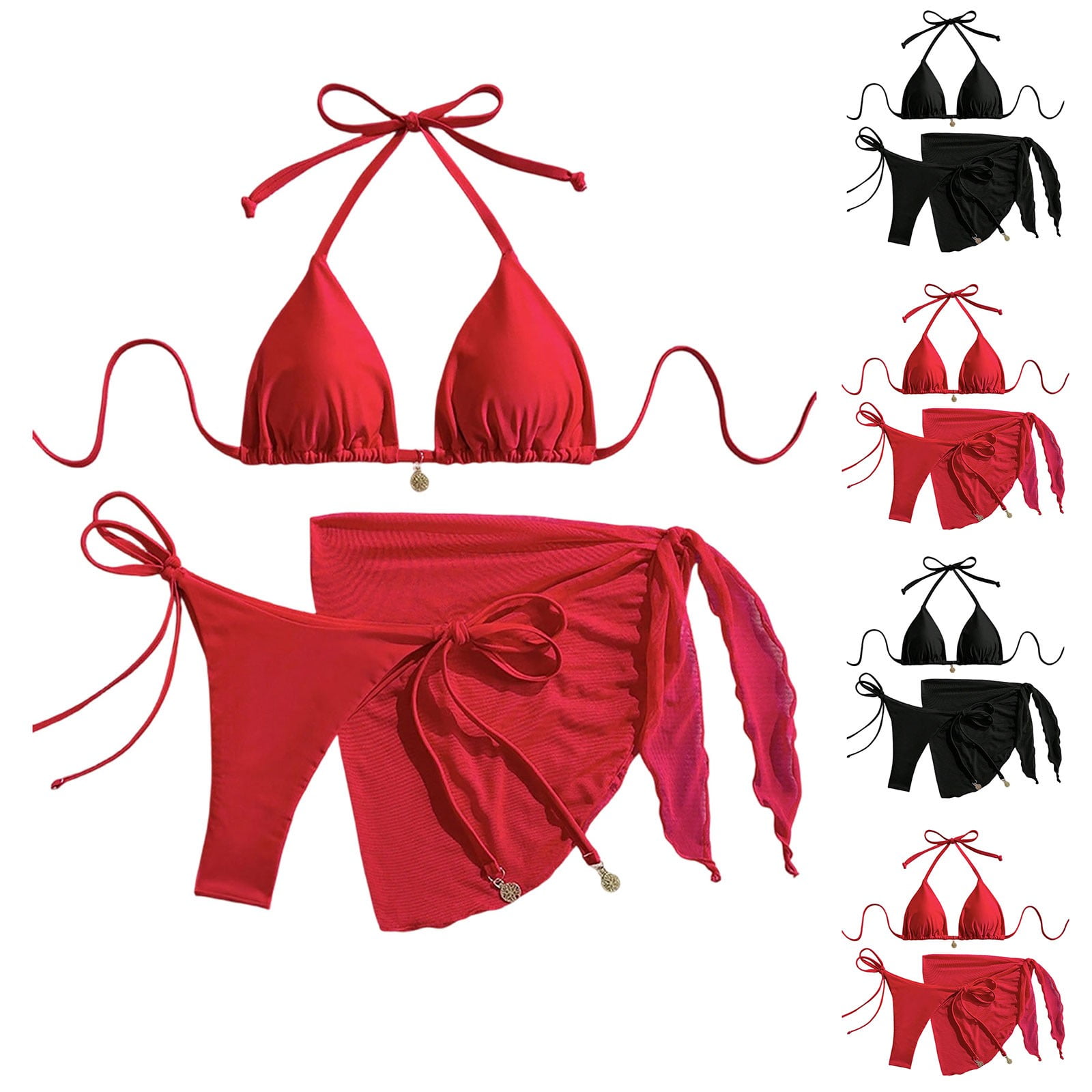 Babcutegg Women's Solid Color Bikini Set 2 Piece Padded Bra Top High ...