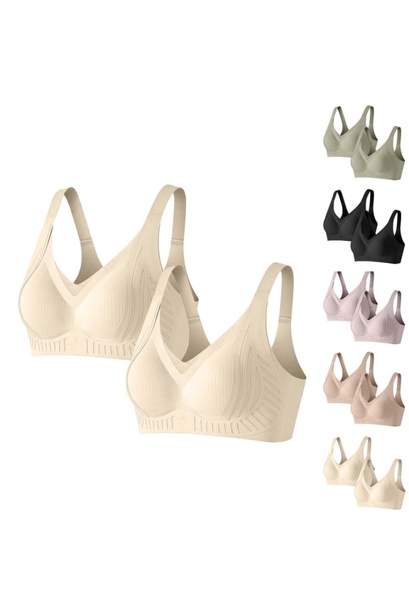 Women' s Solid Color Lift-and-Gather Bra Wire-Free Supportive Underwire-Free Lingerie with Enhanced Shape, Anti-Sag Design, and All-Day Comfort Size 3XL