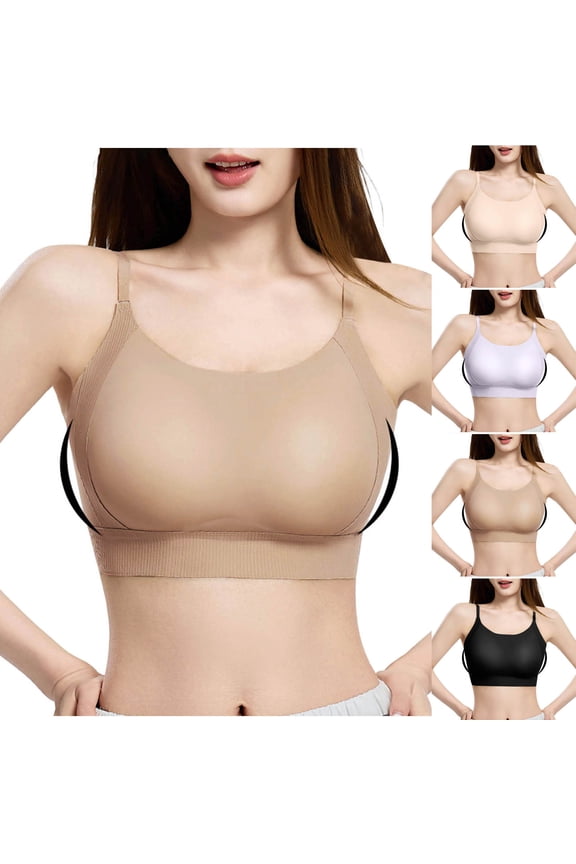 Women' s Solid Color Seamless Push-Up Bra Backless Comfortable Everyday Underwire-Free Lingerie with Smooth Lift and Elegant Bare-Back Design Size M