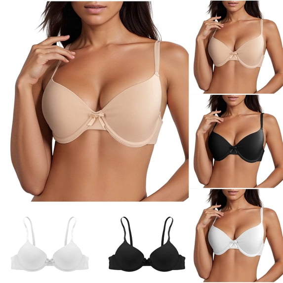 Babcutegg Women' s Solid Color Underwire Push-Up Bra with Side Support, Breathable Fabric and Adjustable Straps for Everyday Comfort Size XL