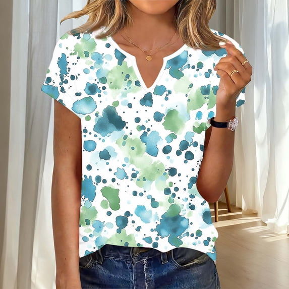 Babcutegg Women’s Spring Summer V-Neck Short Sleeve T-Shirt – Solid ...