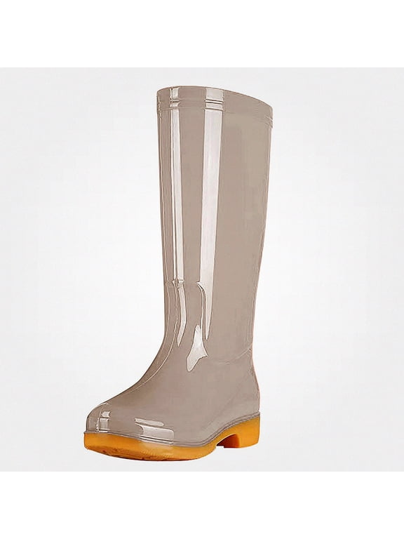 Women's Tall Rain Boots Waterproof Non Slip Mid Heel Round Toe Outdoor Comfort Boots Size 6.5