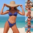 thumbnail image 1 of Babcutegg Women's V Neck Suspender Bikini Set 2 Piece Swimsuit with Removable Padding No Underwire Split Design Bathing Suit Orange Size L, 1 of 8