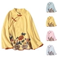 thumbnail image 1 of Babcutegg Womens Blouses Casual Fashion with Button Crew Neck Pullover Lightweight Shirts for Women Yellow Size 4XL, 1 of 5