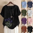 thumbnail image 1 of Babcutegg Womens Blouses Graphic Tee Lightweight with Button Crew Neck Short Sleeve Tops for Women Purple Size XL, 1 of 6