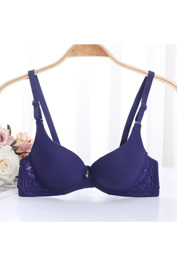 Womens Bra High Support Padded Seamless Comfortable Womens Underwear Blue Size 32