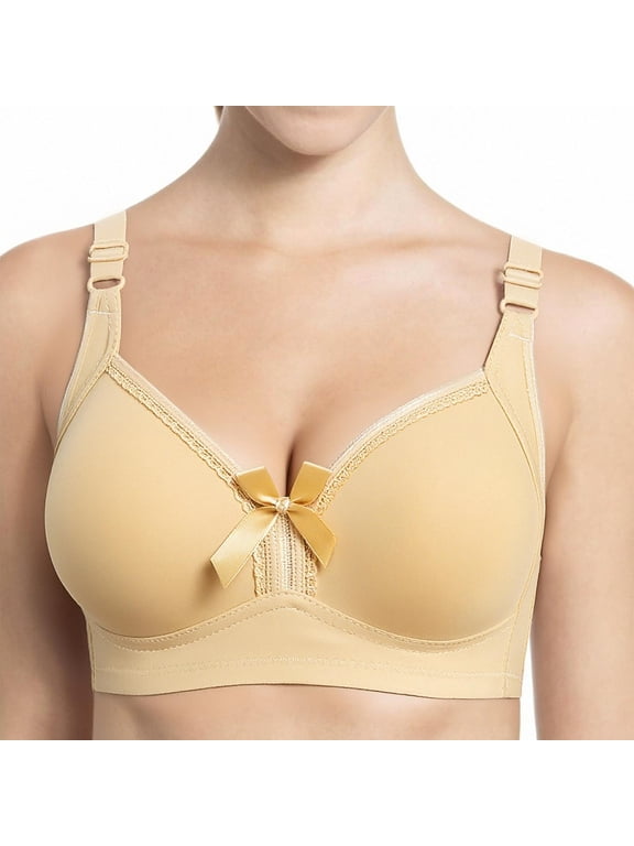 Womens Bra Lightweight Padded Wireless Full coverage Womens Underwear Beige Size XXXL(46/105BC)