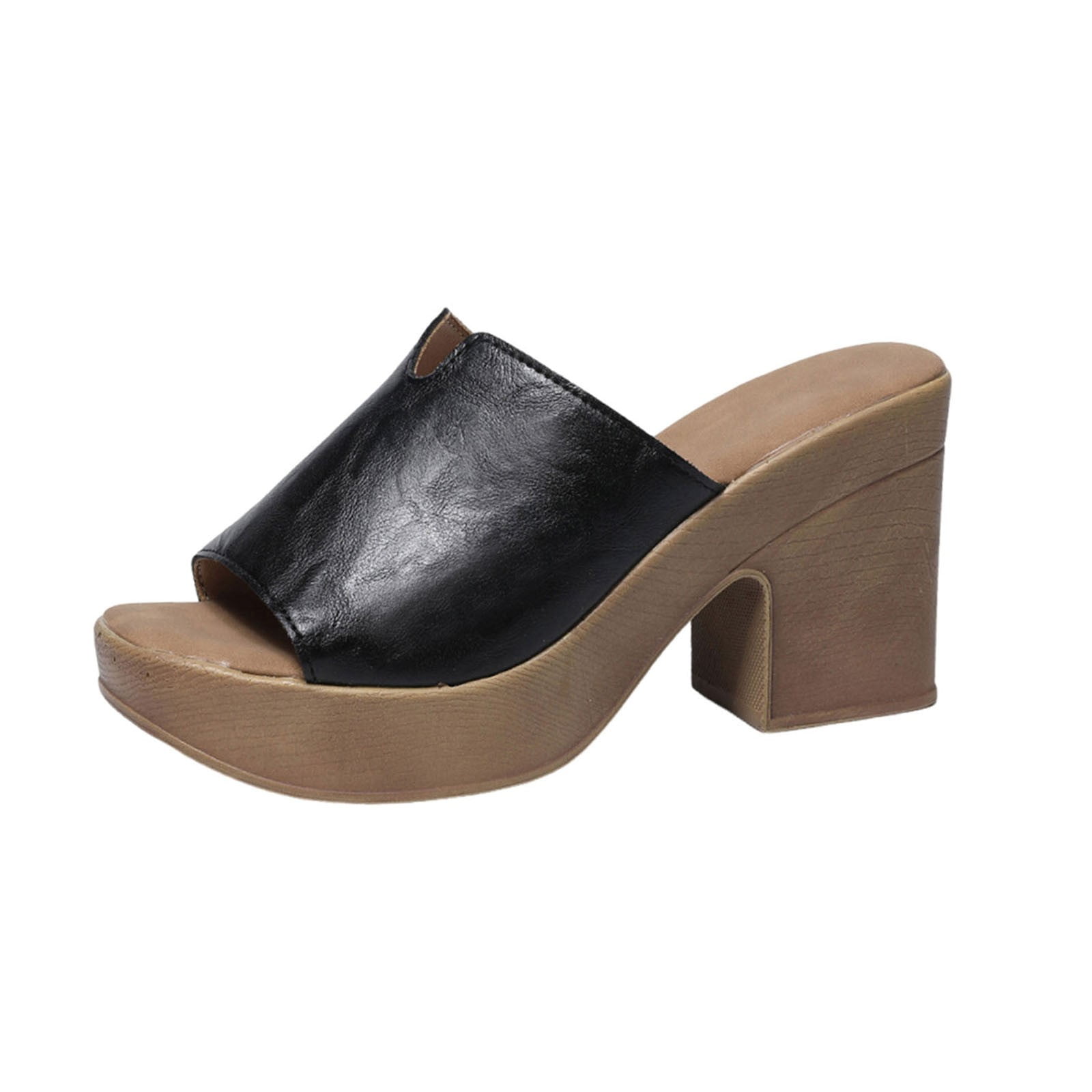 Classy Back Zipper Hollow Super High Thick Heel Fish Mouth Sandal Shoe main image 0