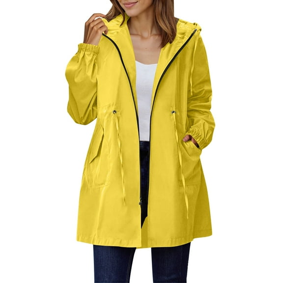 Babcutegg Womens Jackets Full Zipper Regular Fit Long Sleeve Fall and Winter Outwears for Women Yellow Size L