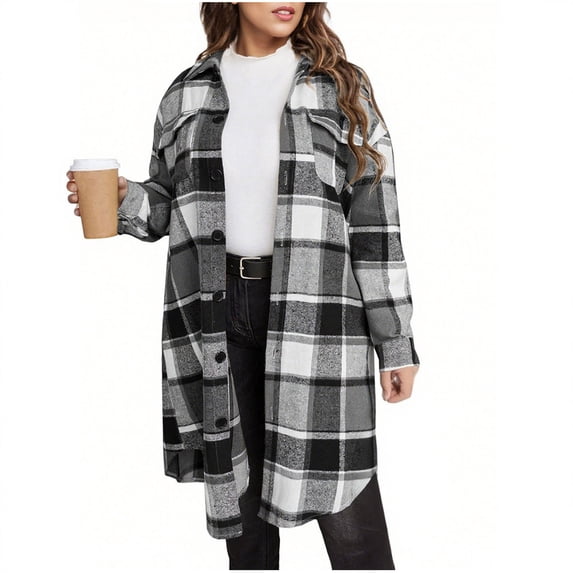 Babcutegg Womens Jackets Side Pockets Long Sleeve Warm Fall and Winter Coats for Women Black Size 2XL