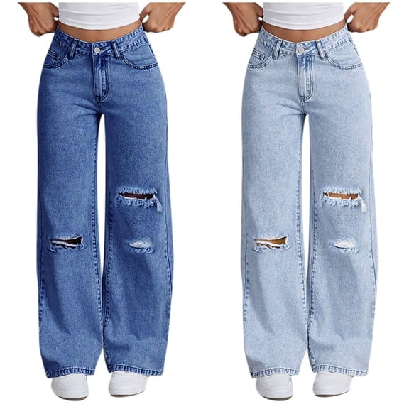 Babcutegg Womens Pants Long Length High Waist with Drawstring Soild Color Casual Jeans Fall and Winter Trousers for Women Dark Blue Size XS