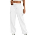 thumbnail image 1 of Babcutegg Womens Pants Straight Leg Side Pockets Soild Color Fall and Winter Sweatpants for Women White Size 2XL, 1 of 6