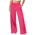 thumbnail image 1 of Babcutegg Womens Pants Straight Leg Soild Color Casual Fashion Fall and Winter Sweatpants for Women Hot Pink Size L, 1 of 6
