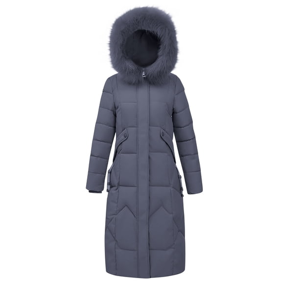 Babcutegg Womens Parka Jackets Fleece Lined Full Zipper Hooded Fall and Winter Clothes for Women Gray Size L